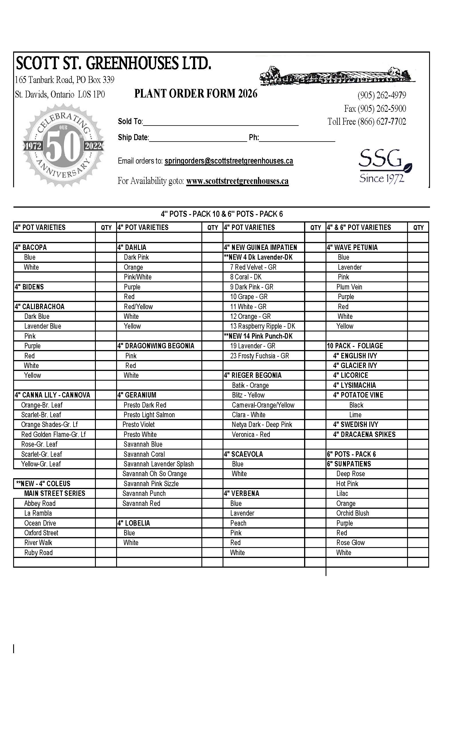 2026 4" & 6" Material Order Form